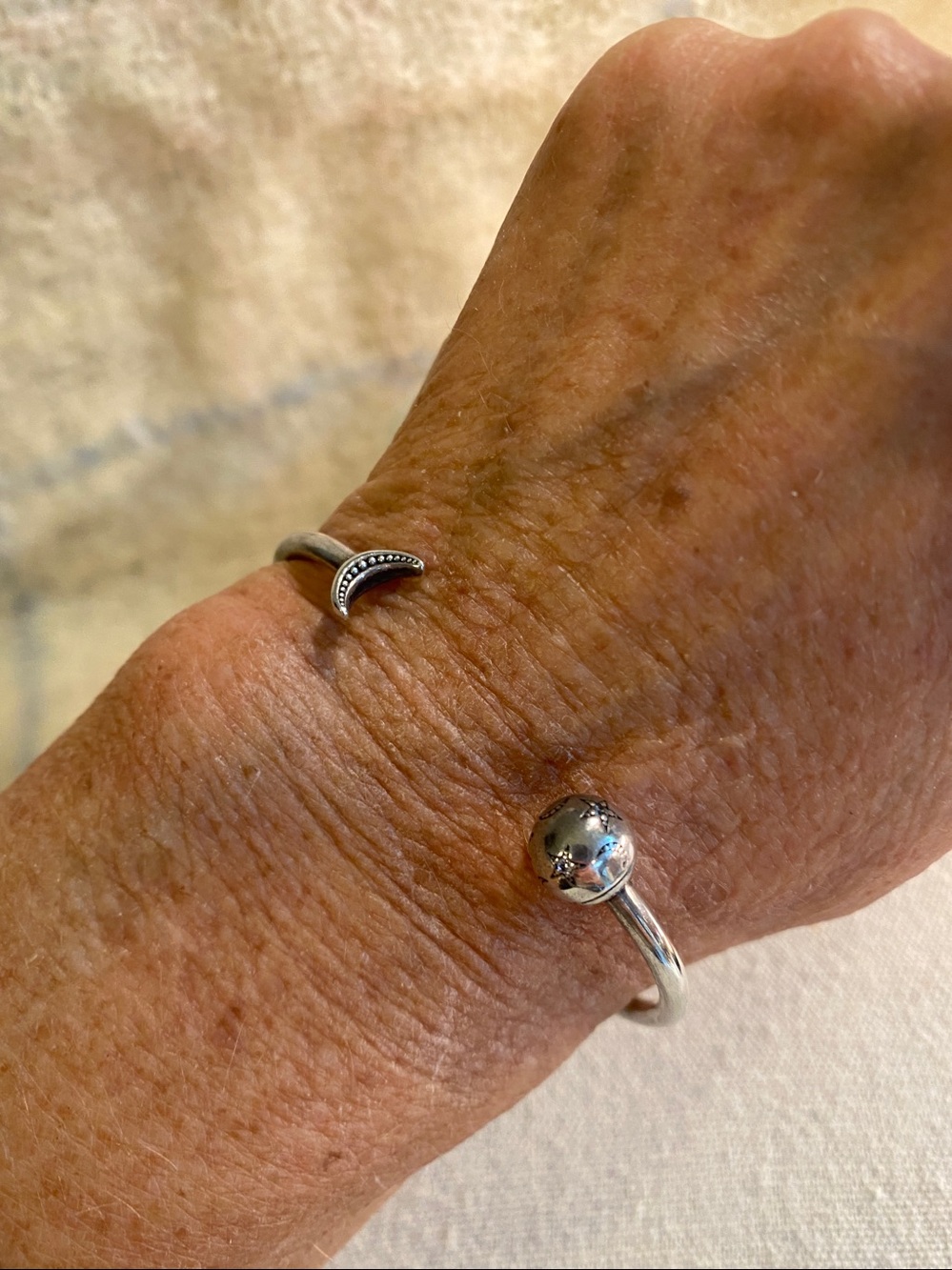 Pandora Celestial Moon & Stars Open Cuff Bracelet Sterling Silver